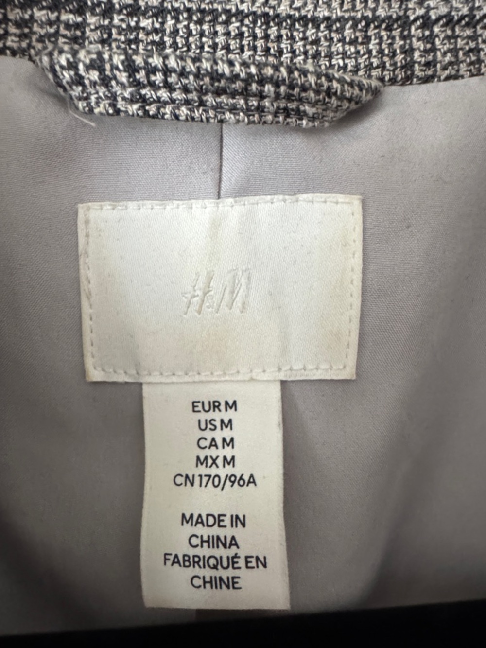 H&M Grey Glen Plaid Double-Breasted Blazer - Picture 3 of 4